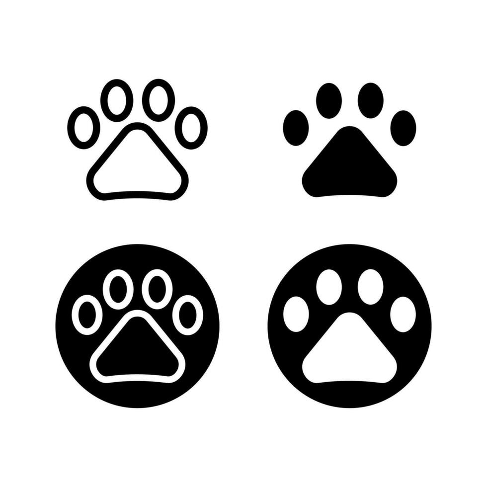 paw icon home screen design template with black fill and black outline. vector
