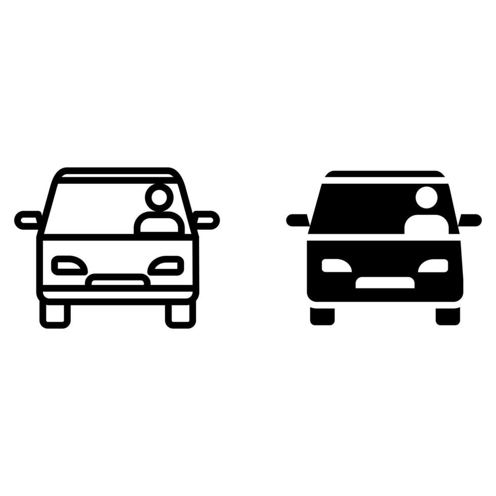 car icon, front view design template with black fill and black outline. vector
