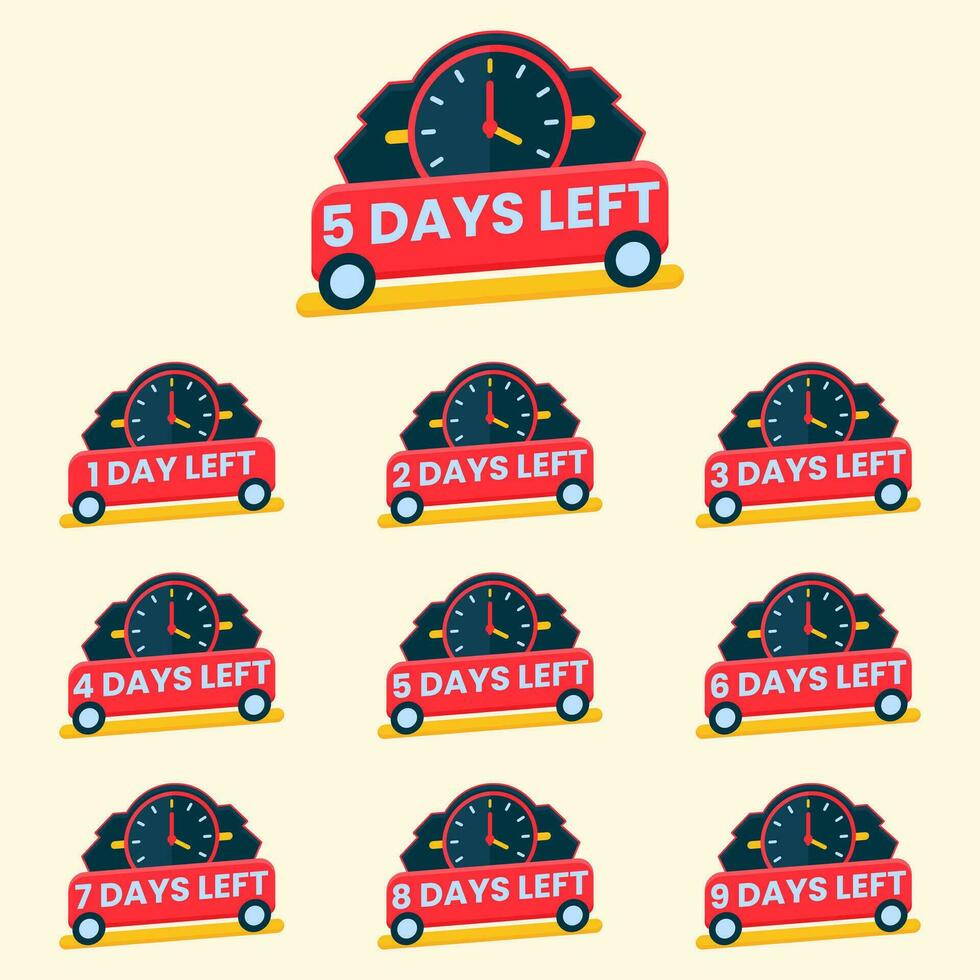 days left countdown banner with timer vector