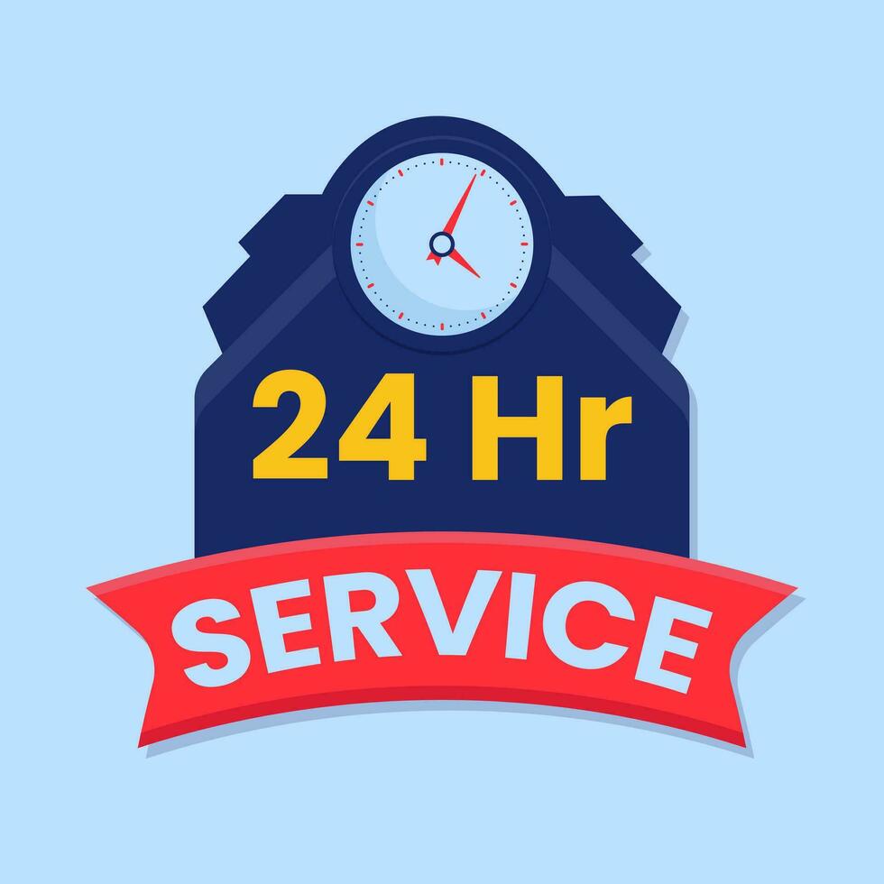 24 hora Servicio vector diseño con reloj icono