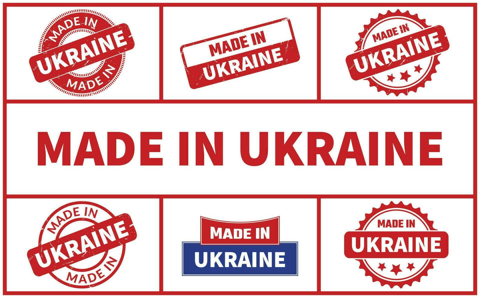 Made In Ukraine Rubber Stamp Set vector