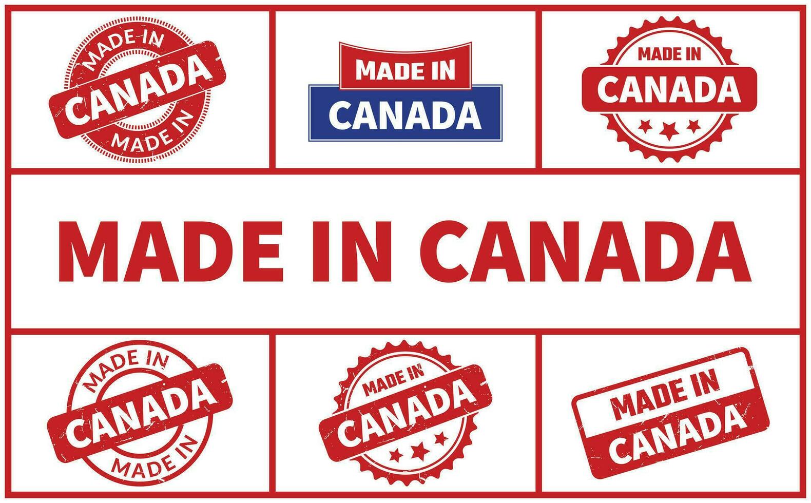 Made In Canada Rubber Stamp Set vector