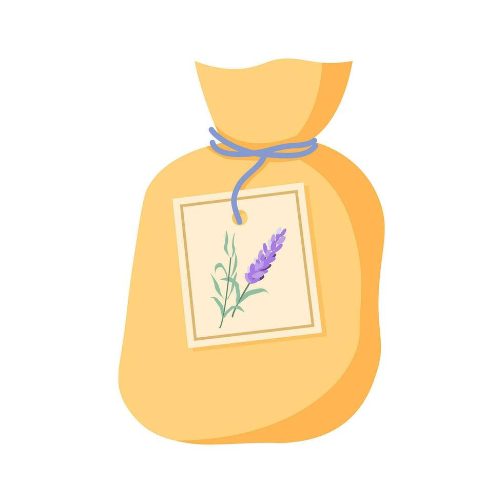 Lavender flowers pouch, fragrant sachet. Vector illustration isolated on a white background