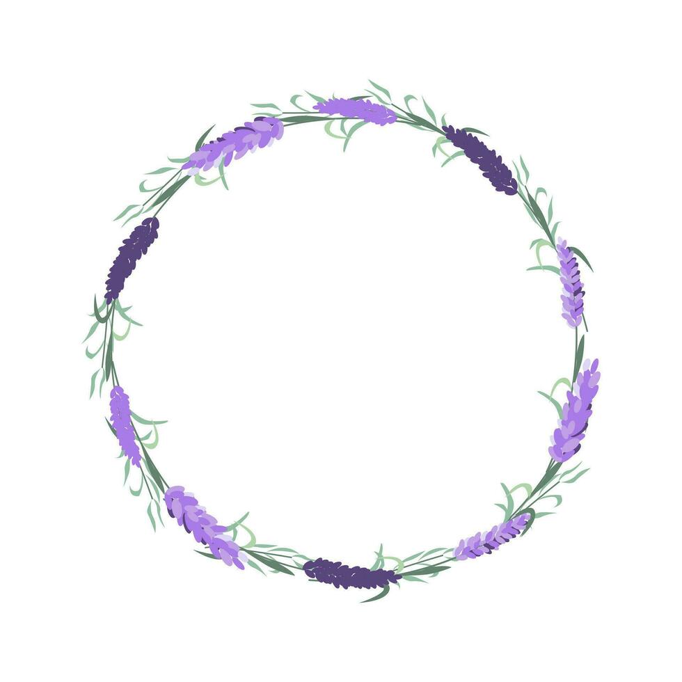 Lavender wreath. Floral bouquet frame. Spring summer banner template vector