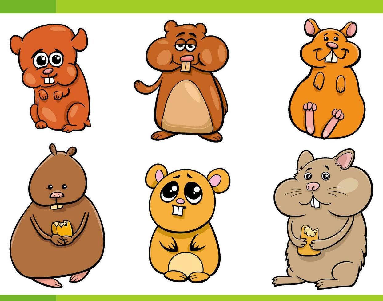funny cartoon hamsters rodents animal characters set vector