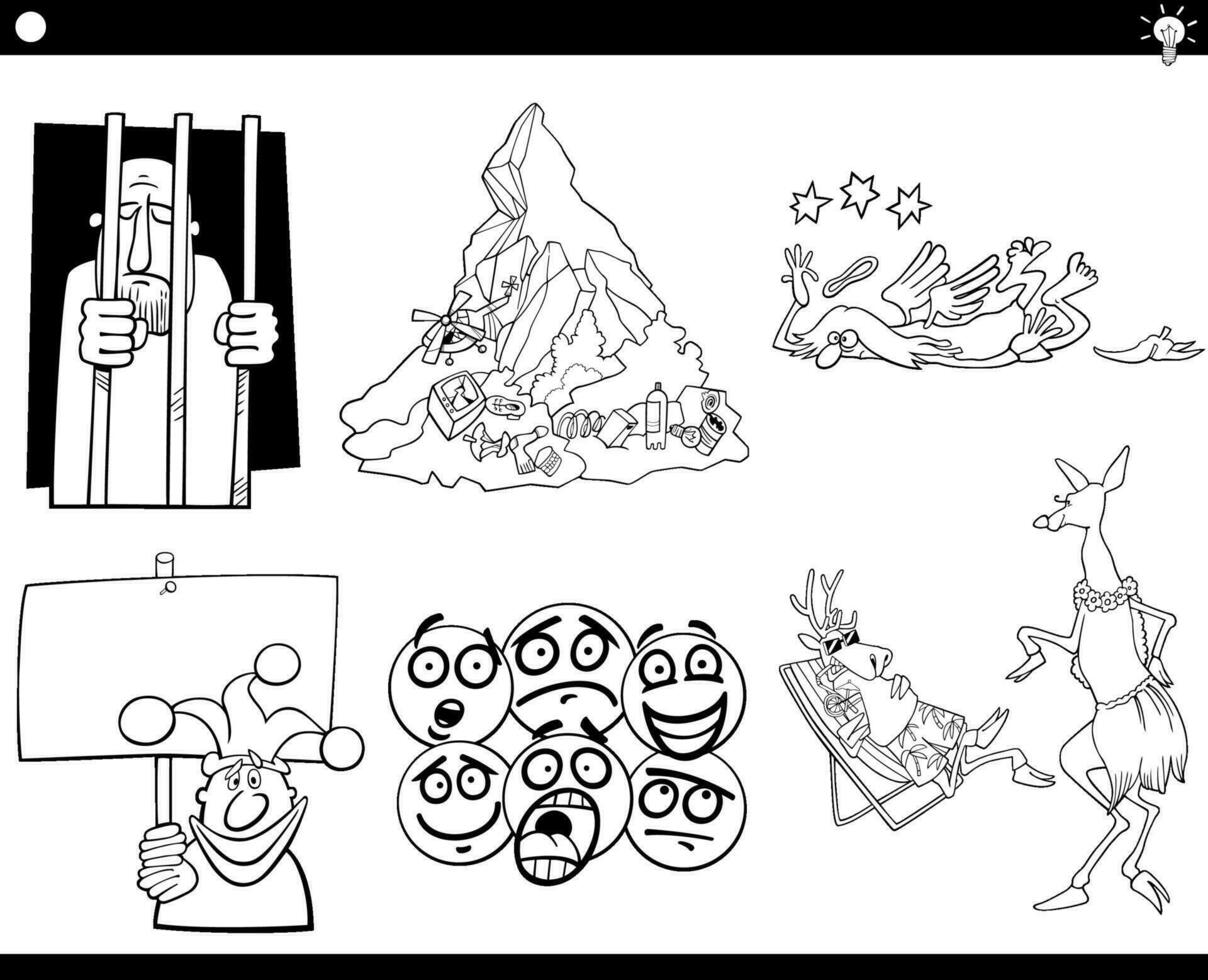 cartoon concepts or proverbs with comic characters set vector