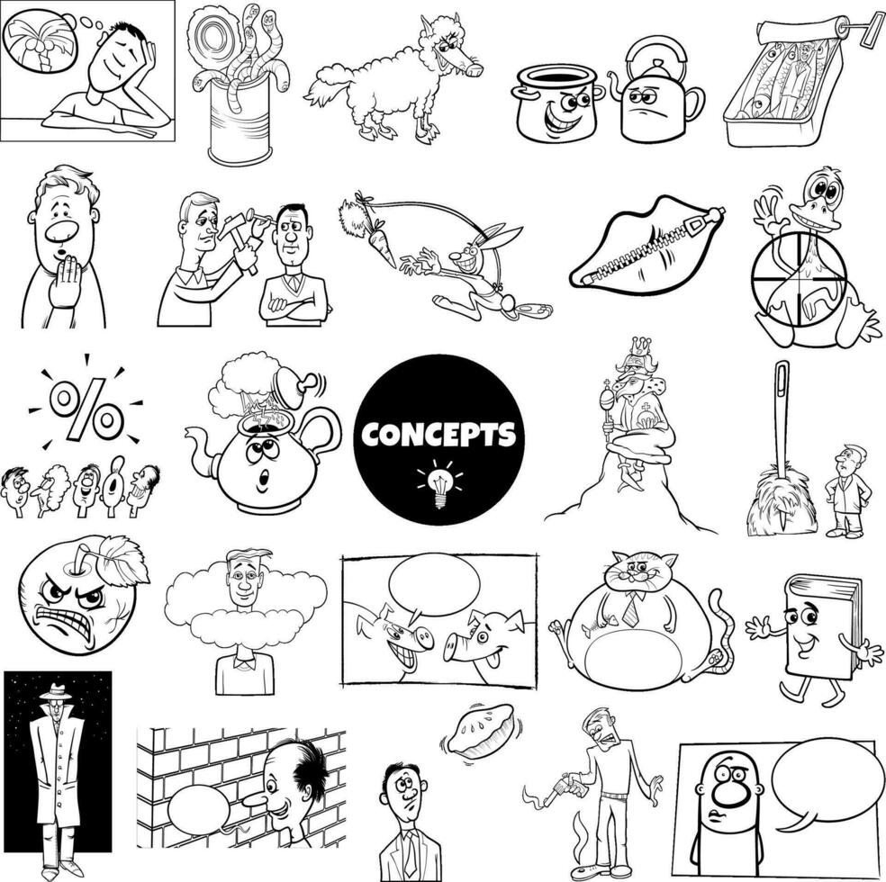 cartoon concepts or metaphors with comic characters set vector