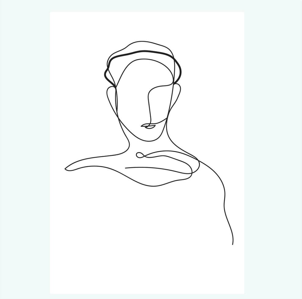 Minimal Handdrawn abstract man line drawing illustration vector