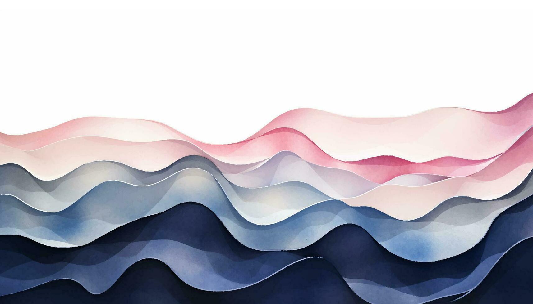 Abstract wave background. Vector illustration. Can be used for advertisingeting, presentation. Watercolor background. Blue, navy, indigo and pink, rose, blush colored waves.