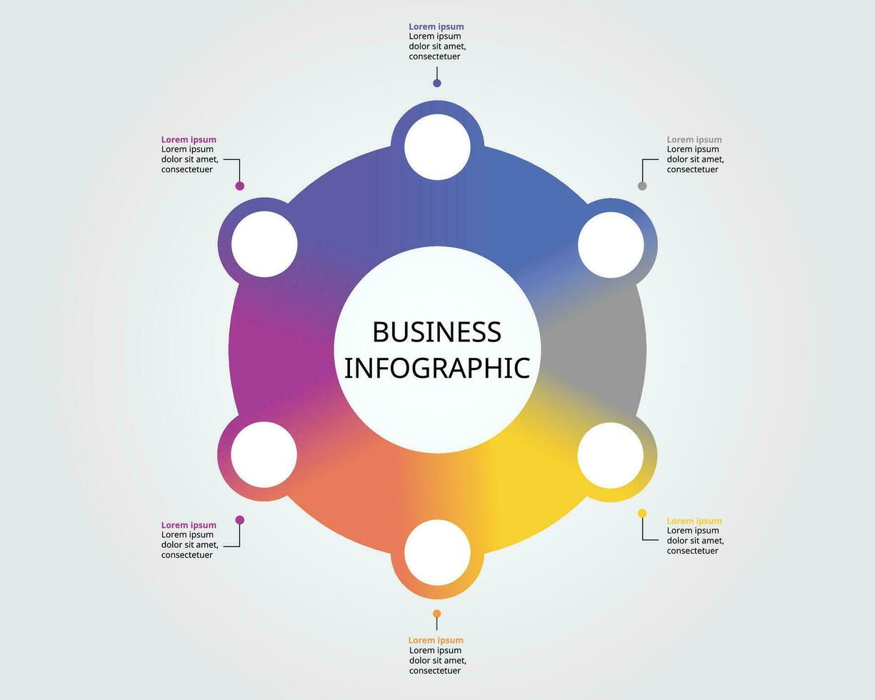 circle template for infographic for presentation for 6 element vector