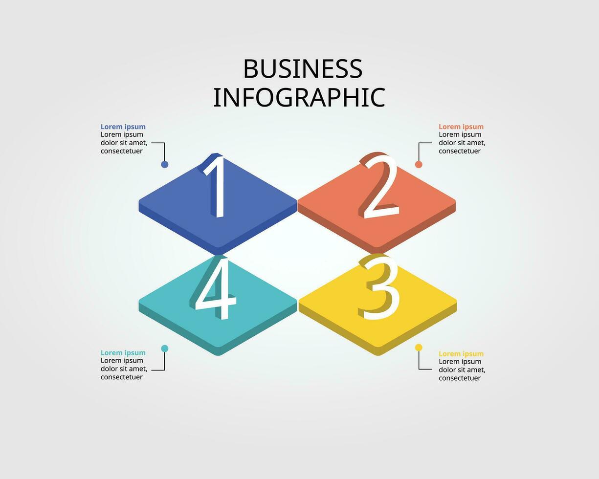 square chart template for infographic for presentation for 4 element vector