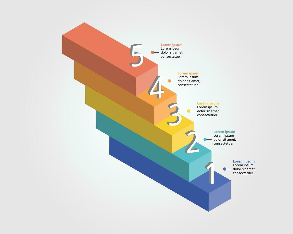 nivel modelo para infografía para presentación para 5 5 elemento vector