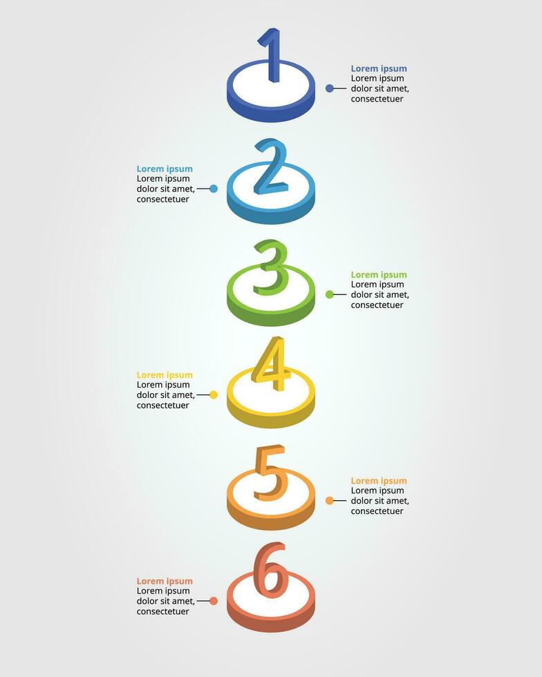 circle template for infographic for presentation for 6 element with number vector