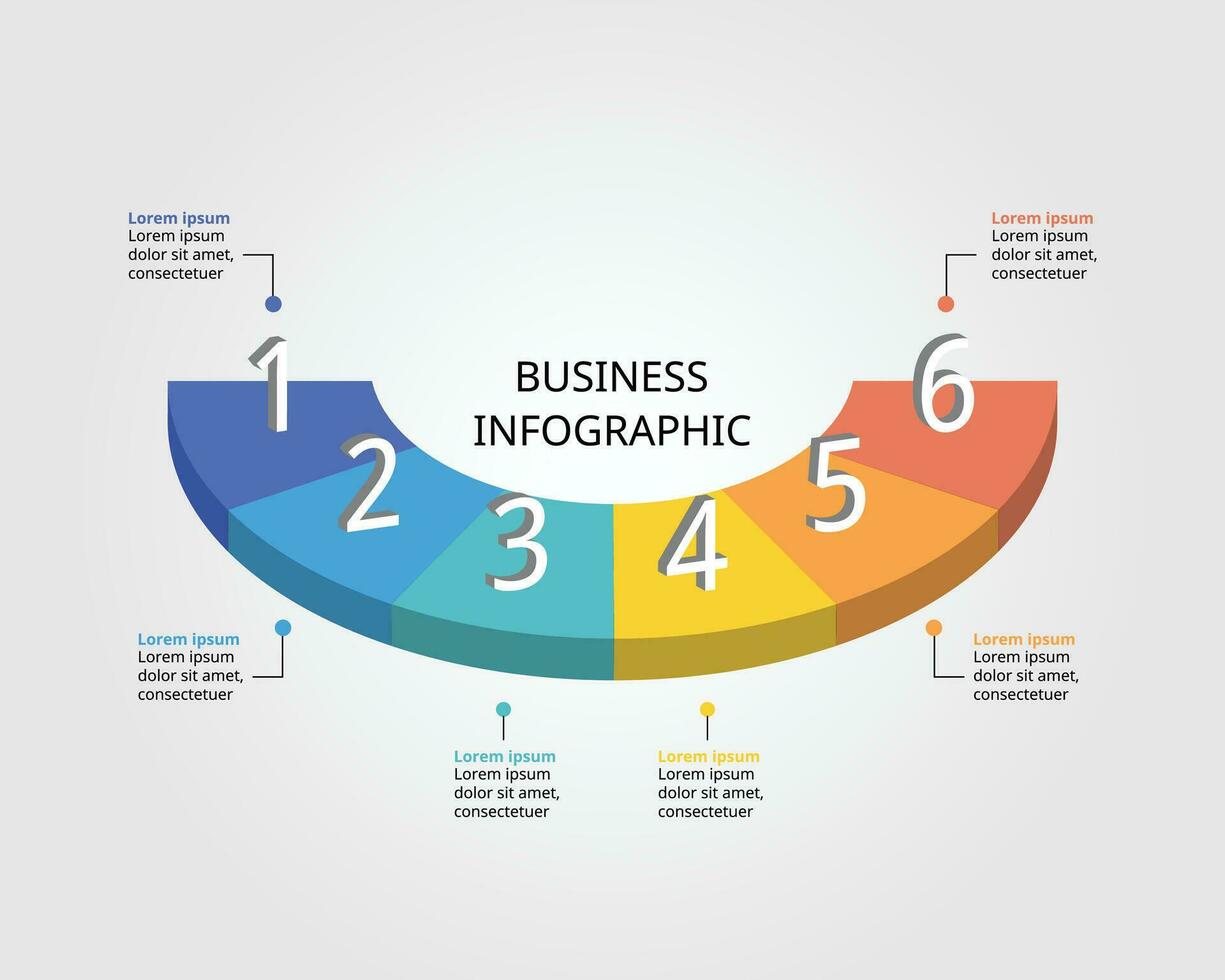 circle pie chart template for infographic for presentation for 6 element vector
