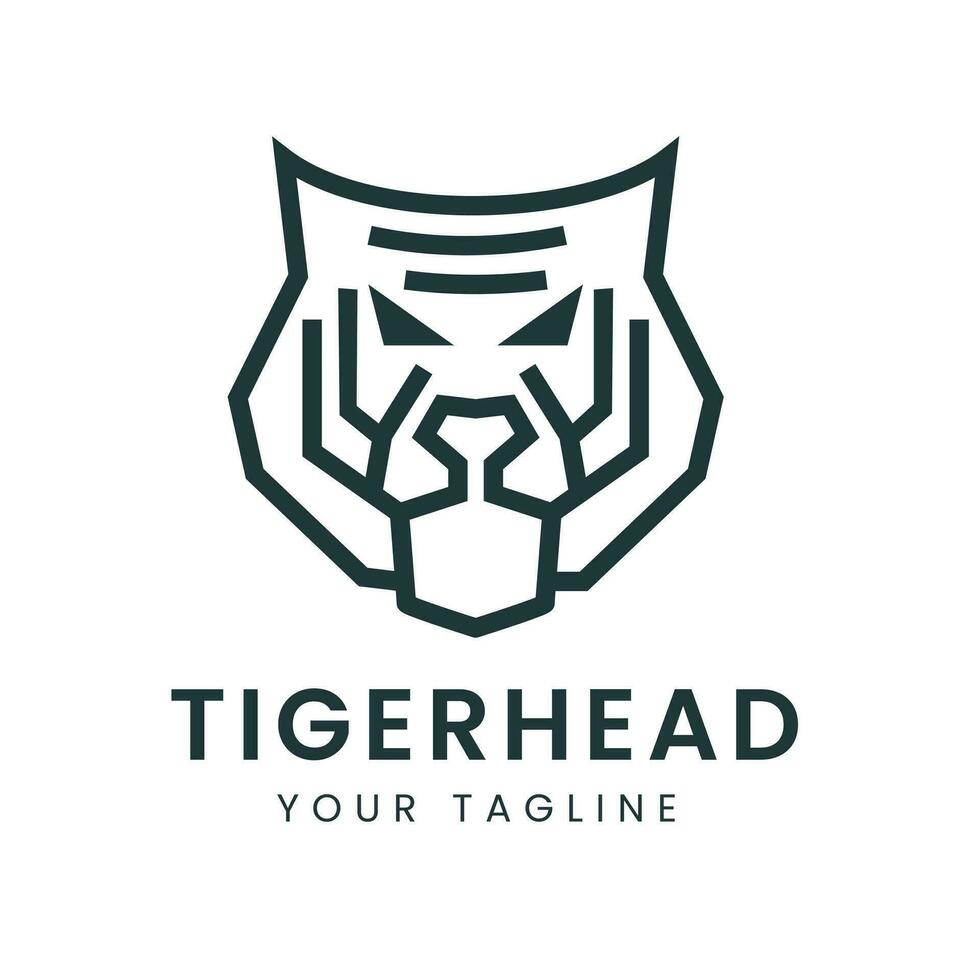Modern tiger head logo design inspiration in simple line art vector