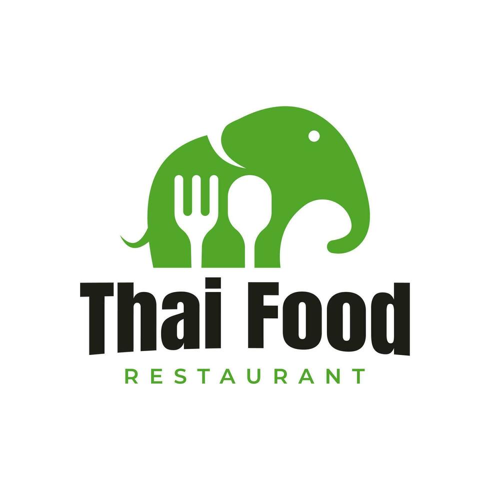 Elephant cutlery logo design inspiration modern food restaurant vector