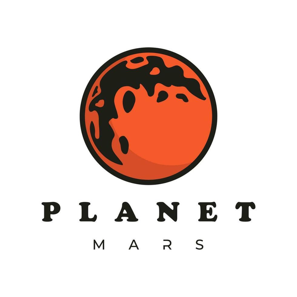 Retro Vintage Red Mars Planet Symbol Illustration for Outer Space Science Logo Design Vector,template,icon vector