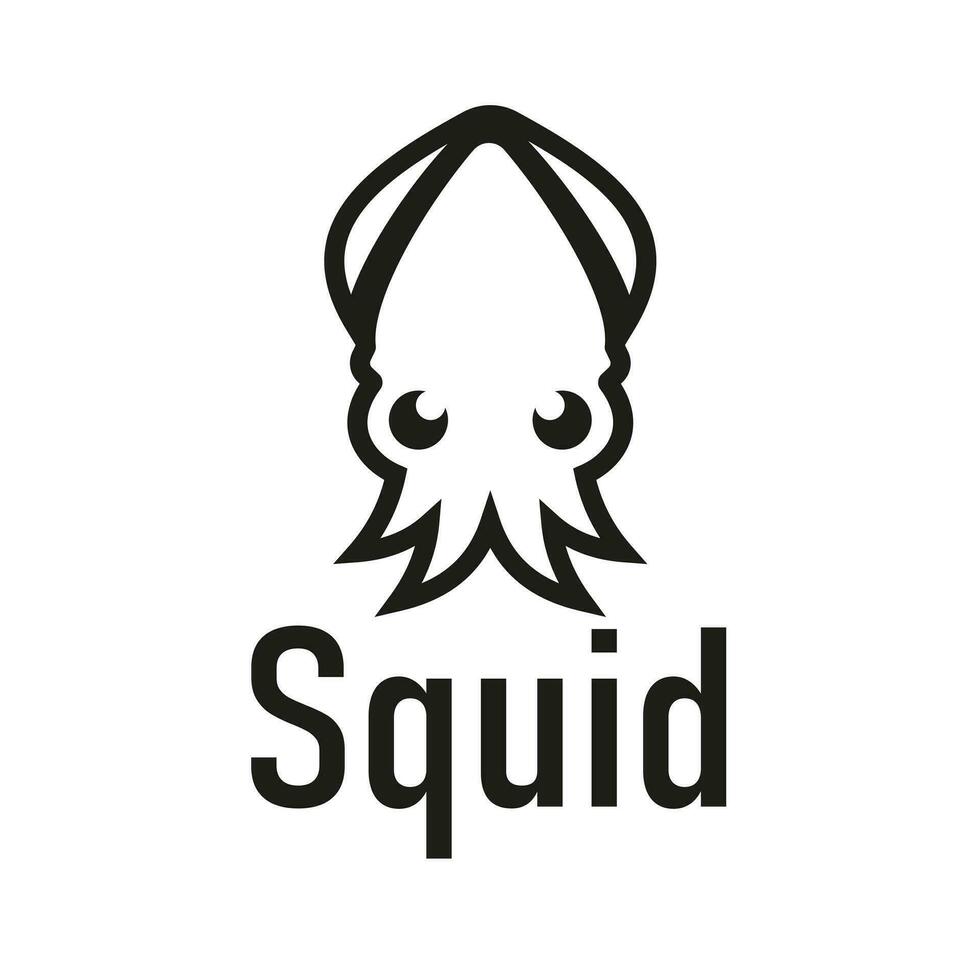 Squid vintage retro inspiration isolated squid logo template. Traditional restaurant logo illustration vector