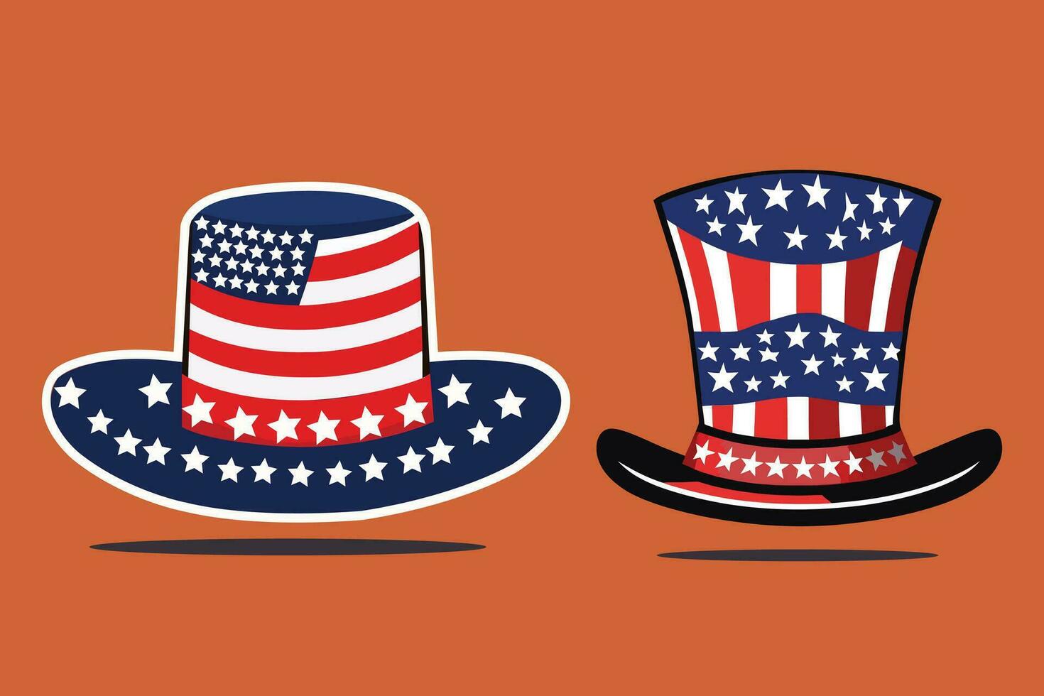 un hermosa cuarto americano sombrero, 4to de julio Estados Unidos bandera acortar Arte vector ilustración