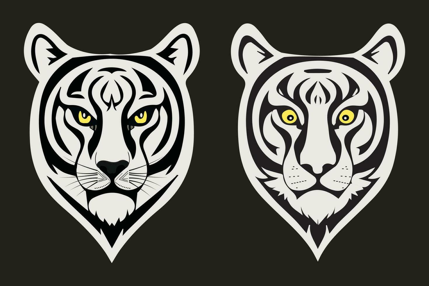 Tiger head black and white simple vector art