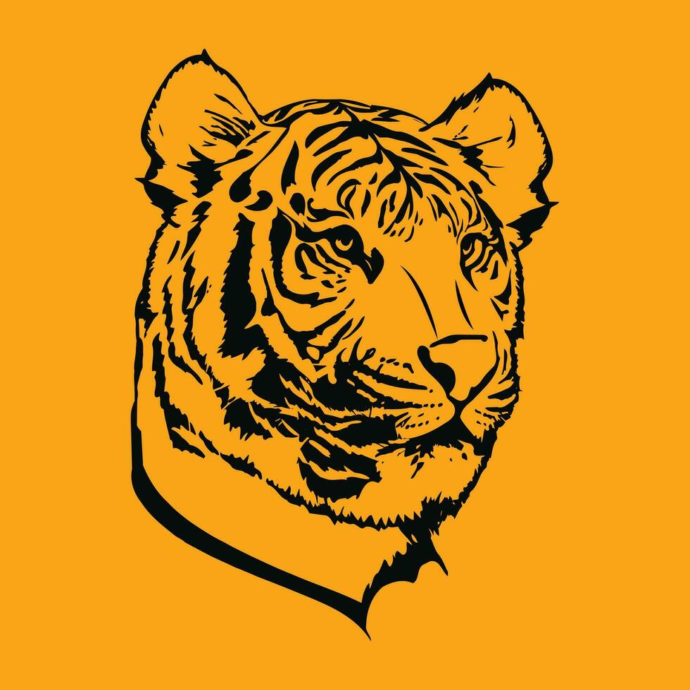 Tiger head line art vector illustration