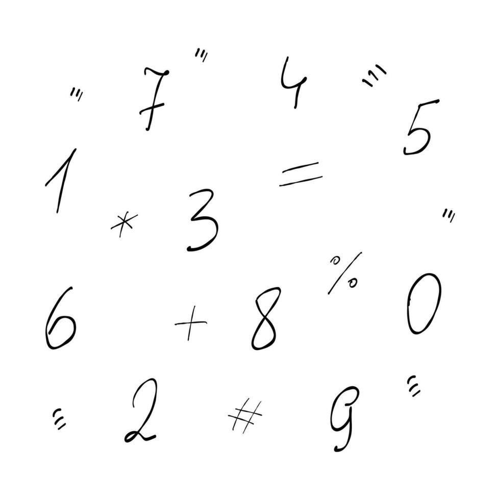 números señales matemáticas economía garabatear mano dibujado vector