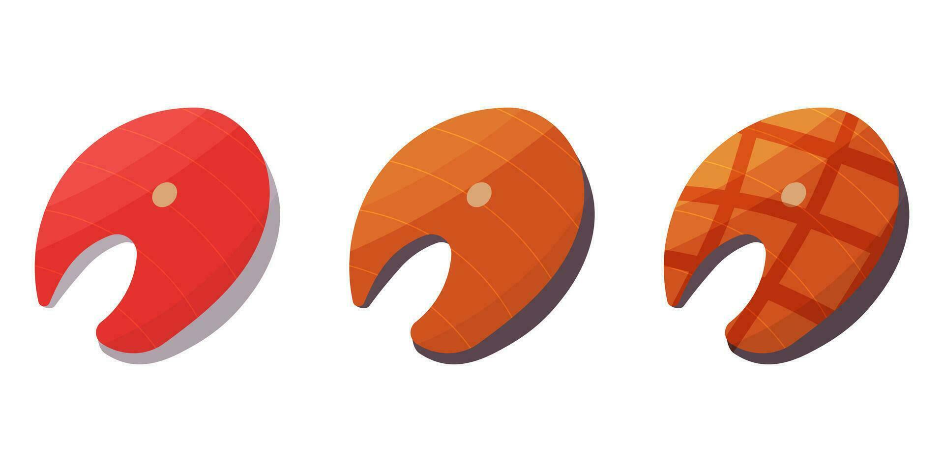 fish steak raw bbq fried icon elements vector
