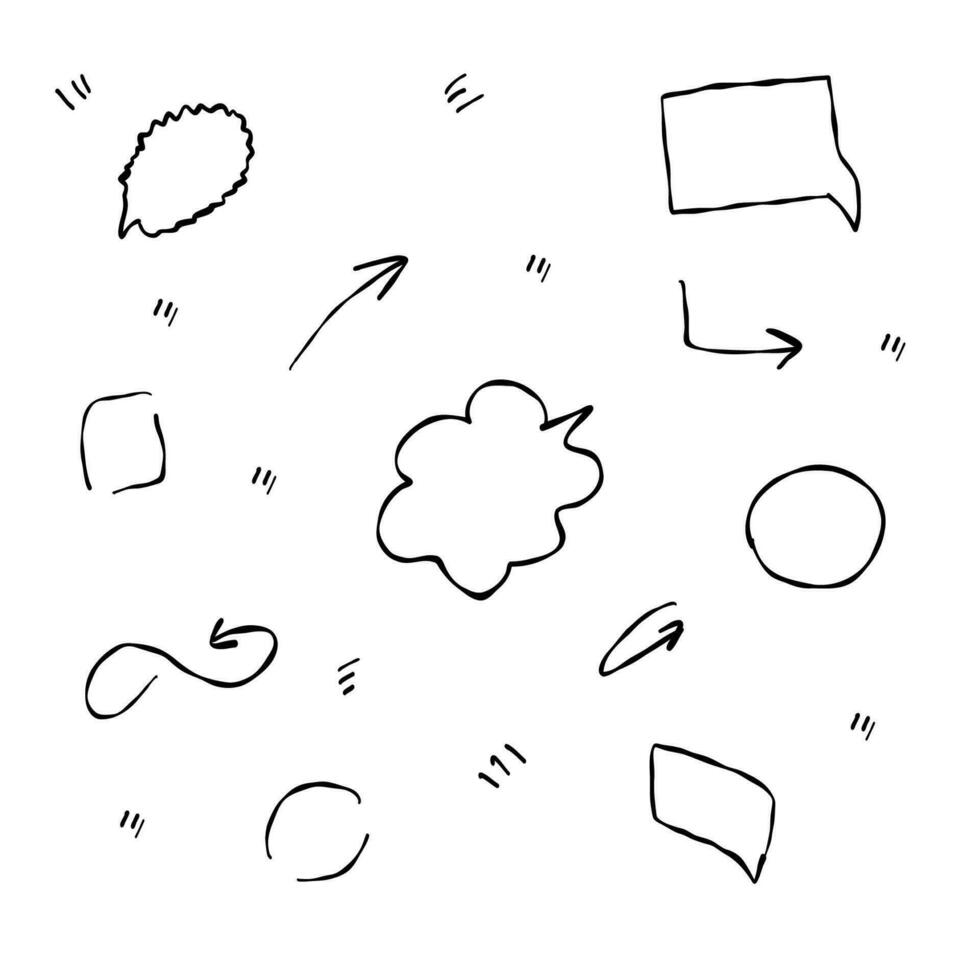 nubes señales flechas garabatear íconos conjuntos elementos vector