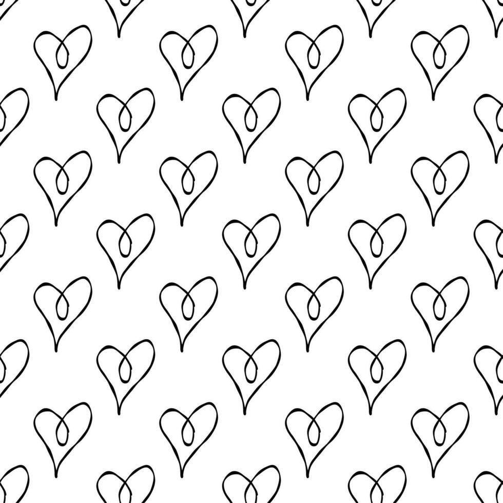 heart love icon doodle pattern black white vector