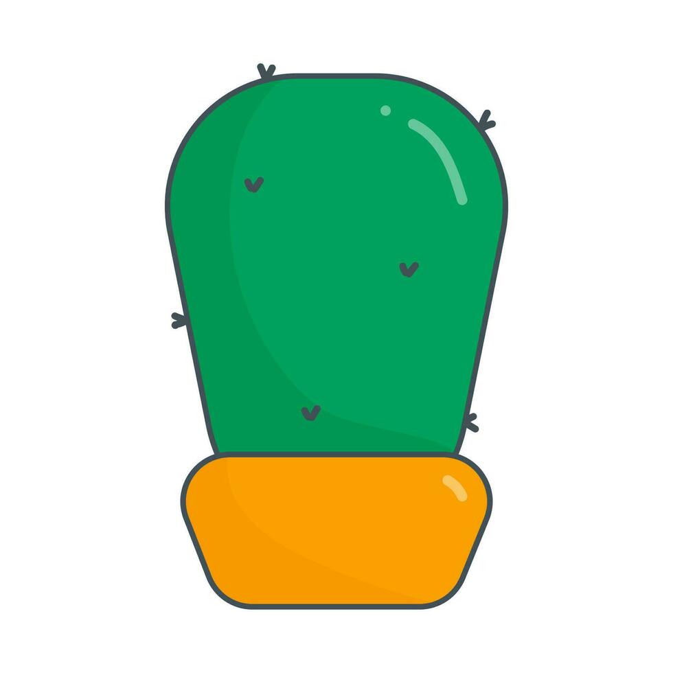 cactus green needles pot yellow icon element vector