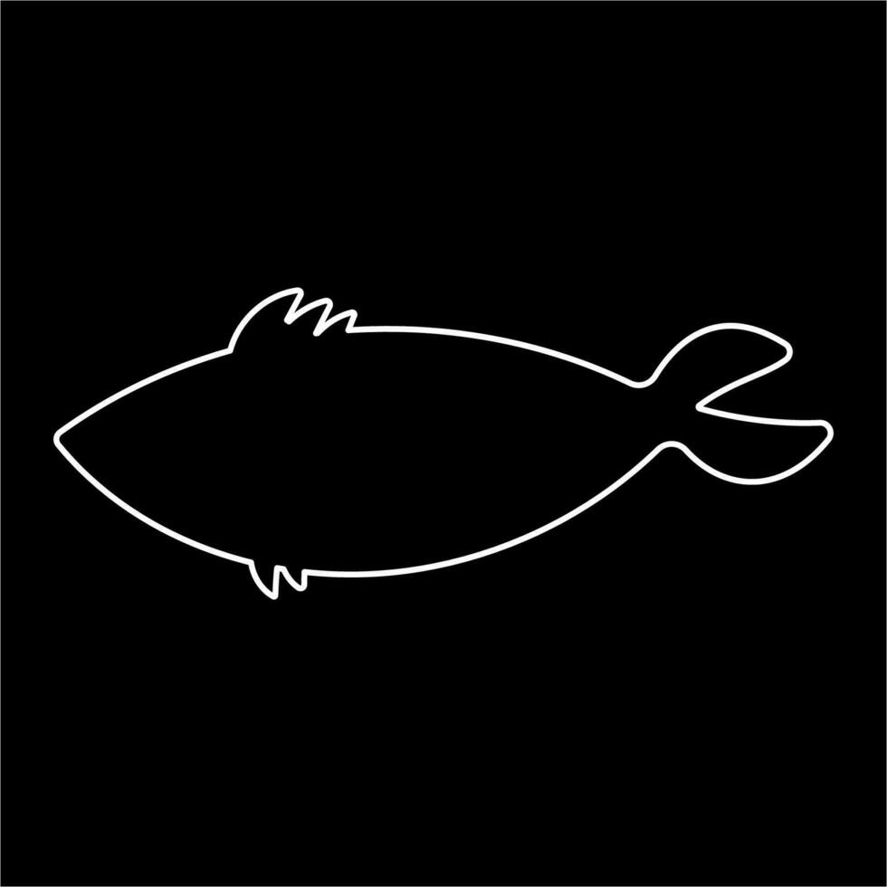 fish line black white swim icon element vector