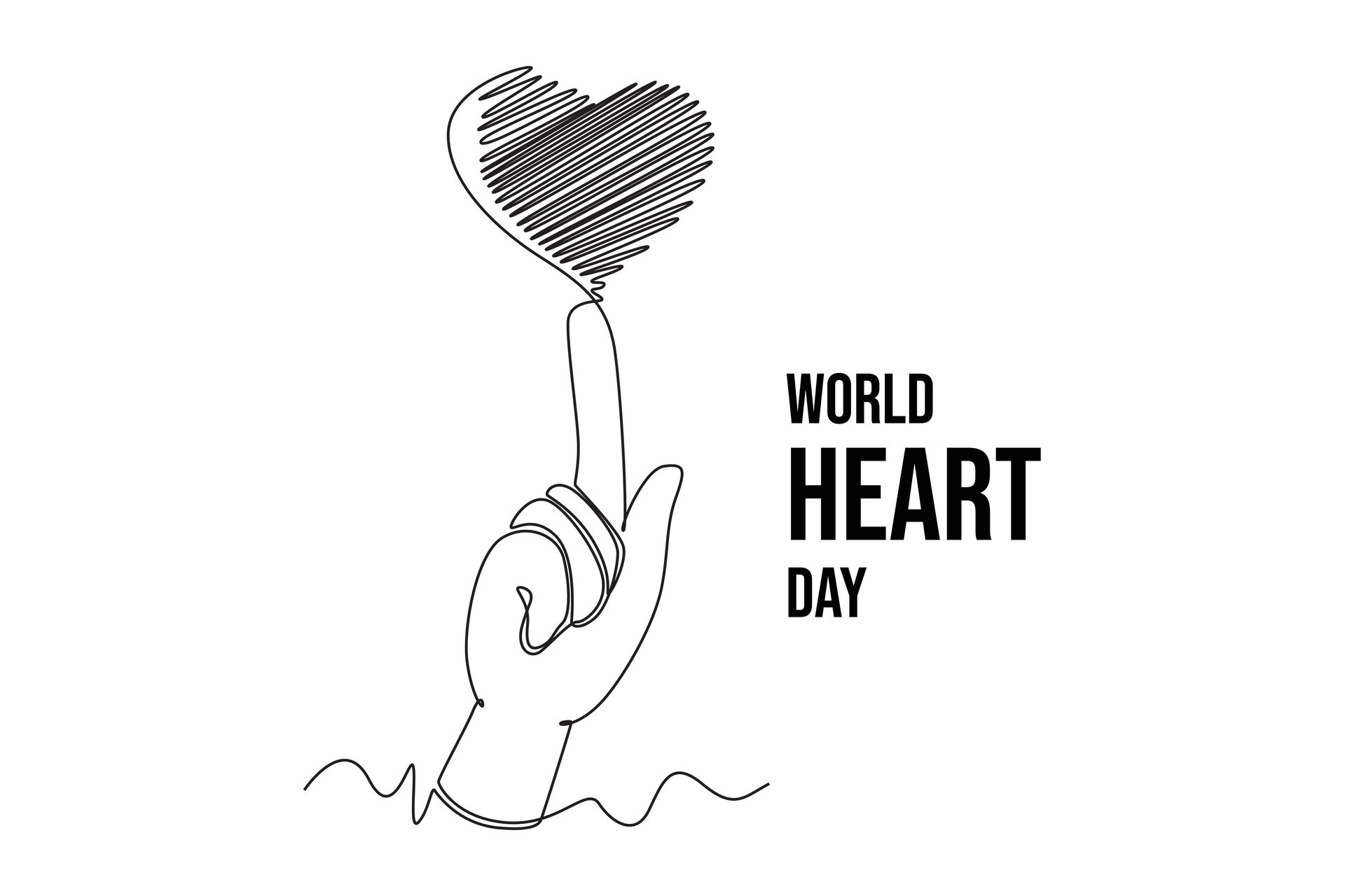 Continuous one line drawing World Heart Day concept. Single line draw