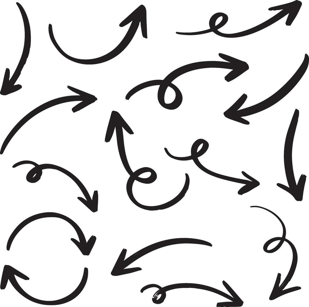 Hand drawn arrow vector icons set. sketch arrow design for business