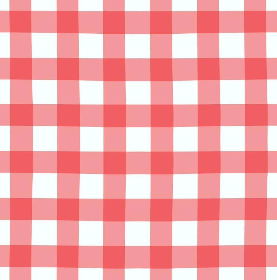 Seamless red pattern linen gingham checkered blanket tablecloth, Country fabric material backgrounds vector