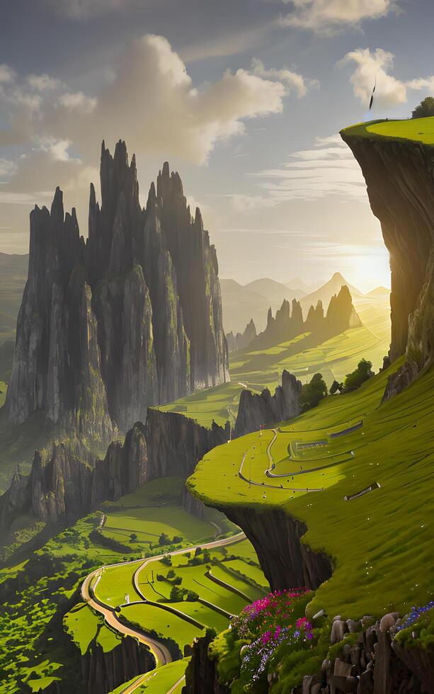 Splendid summertime nature landscape created with technology photo