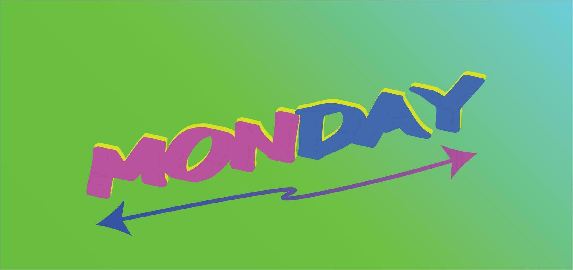 Gradient Design Templates Text Effect  monday 3d vector