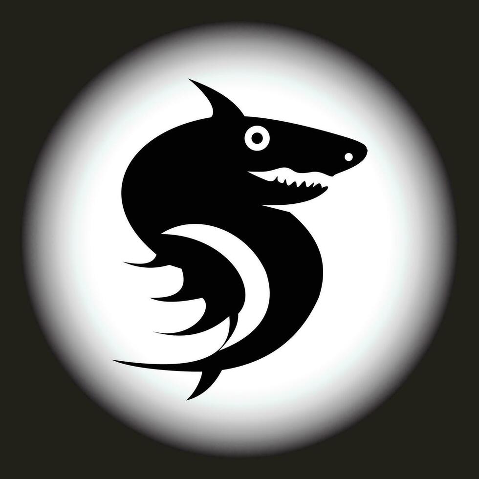 el tiburón logo es negro en un blanco antecedentes vector