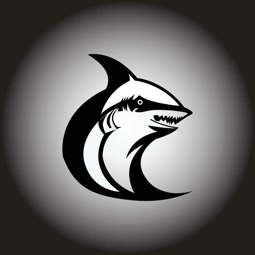 Vector illustration of a shark in color silhouette