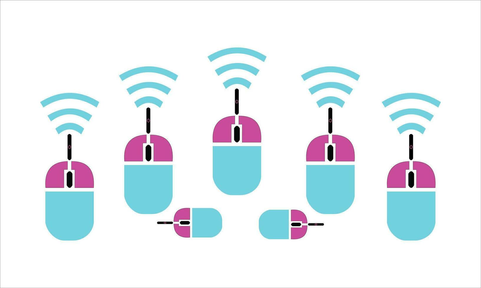 Computer mouse icon set, isolated white background vector