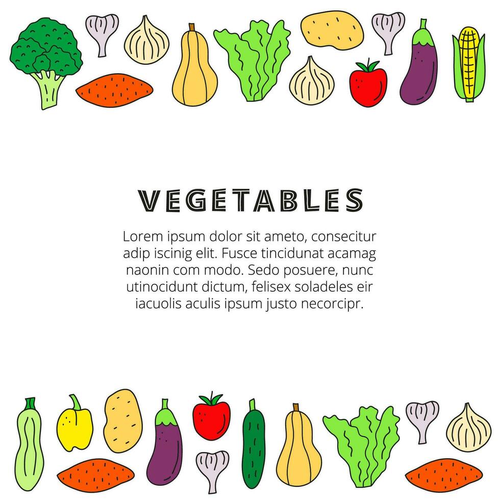 póster con garabatear vistoso comida vegetal iconos vector