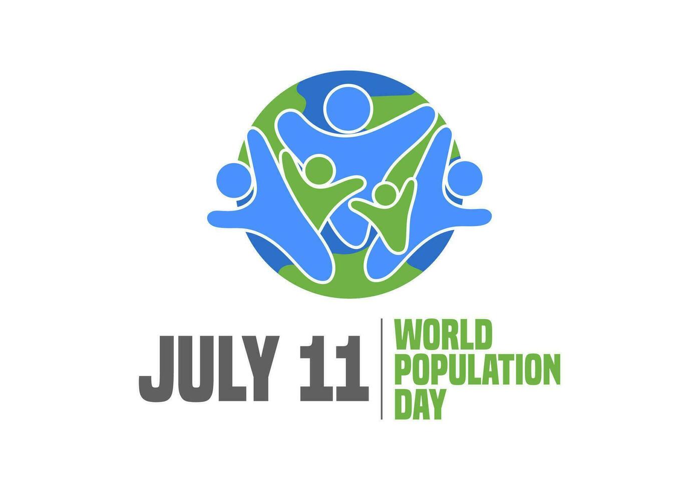 Simple Clean World Population Day Banner With People Earth Icon Logo and Bold Title vector