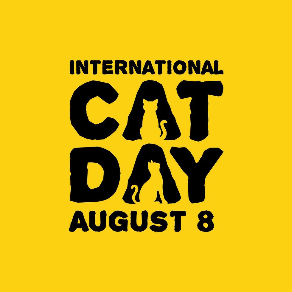 sencillo internacional gato día bandera con gato silueta y negrita logo título vector