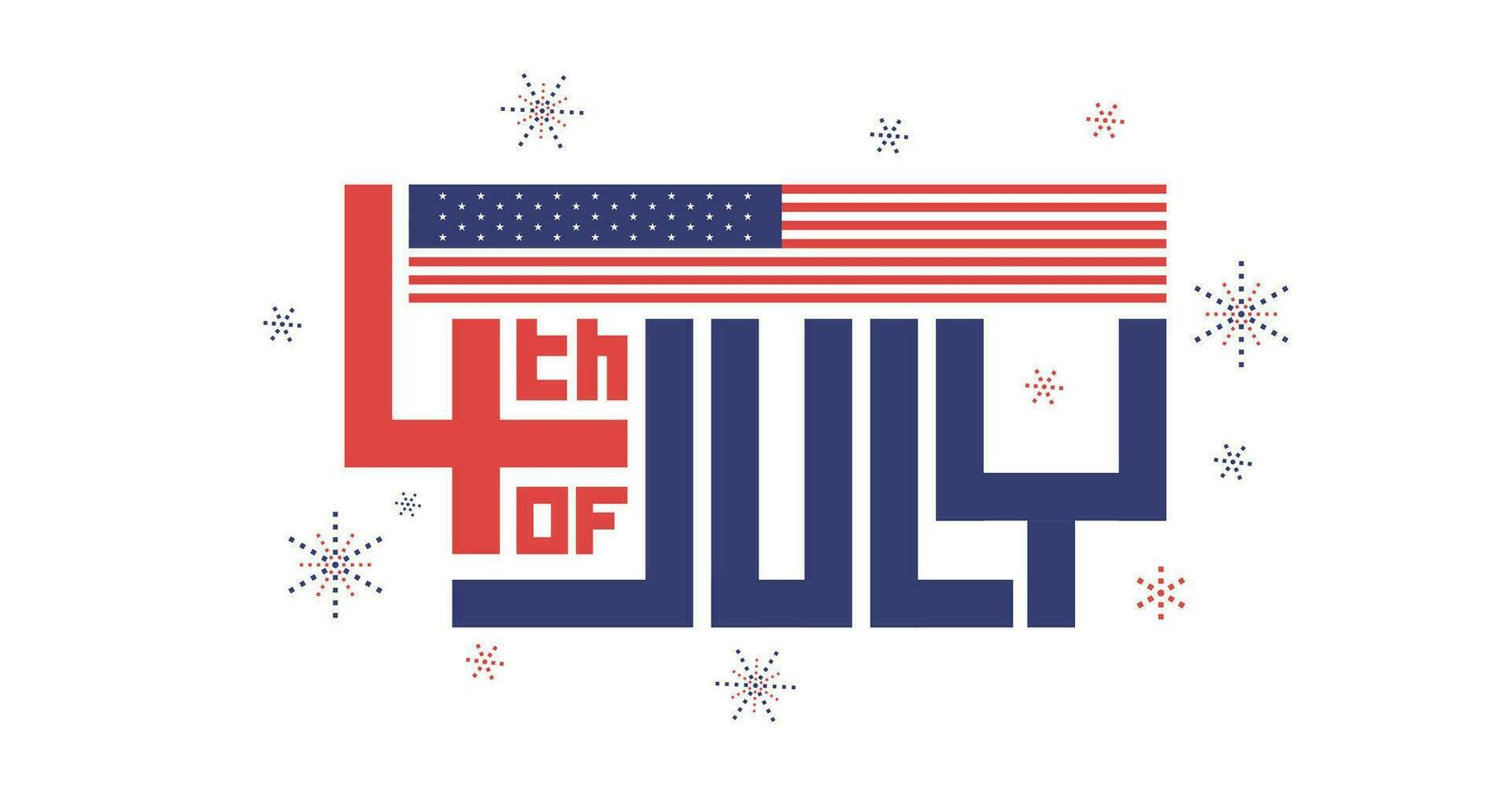 Simple 4th Of July US Independence Day Celebration Banner With Square Geometric Typography and USA Flag vector