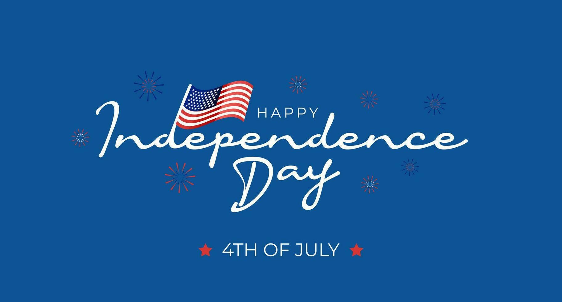 Simple 4th Of July US Independence Day Celebration Banner With US Flag and Fireworks Illustration vector