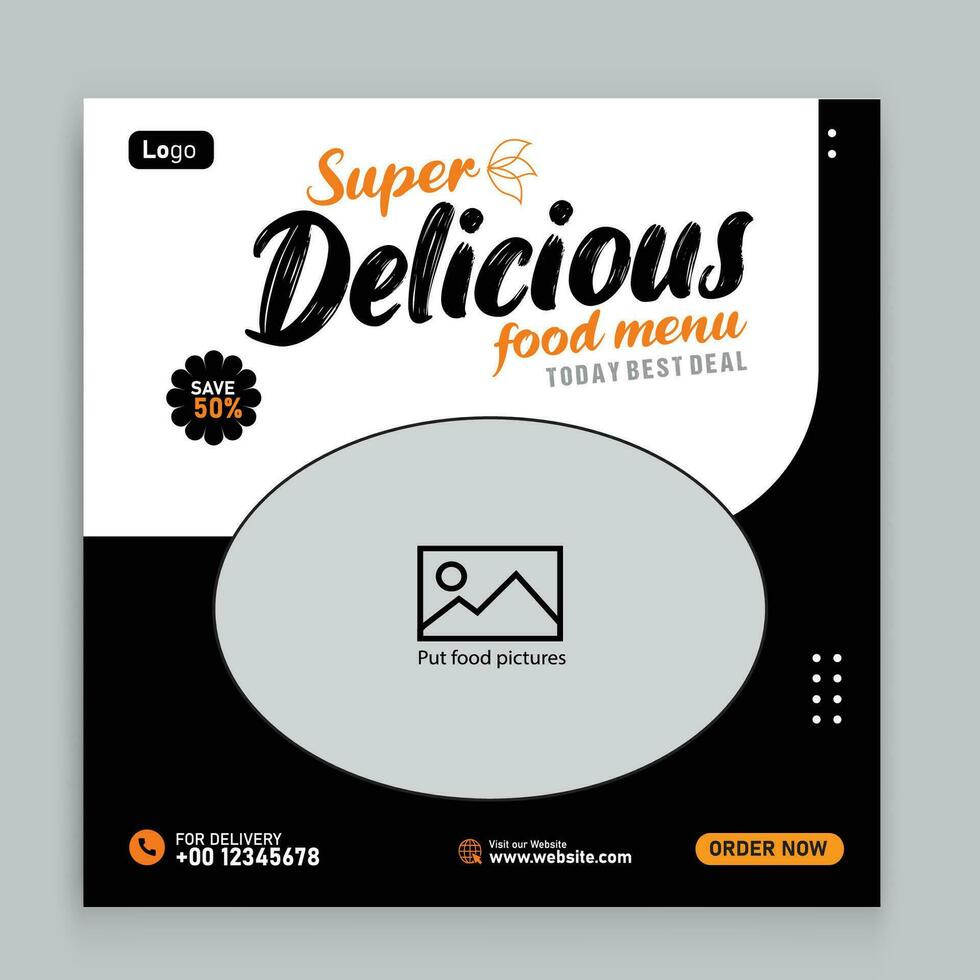 Food social media promotion and banner post design template vector