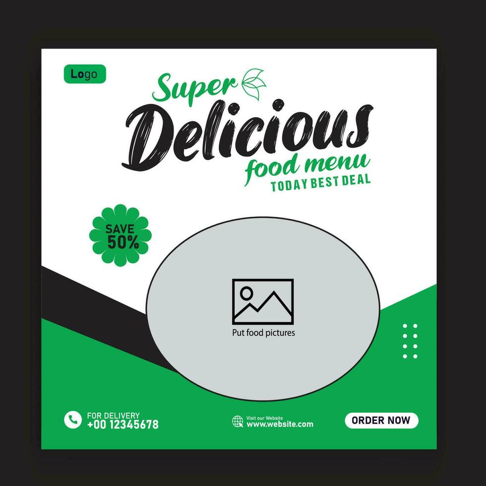 Food social media promotion and banner post design template vector
