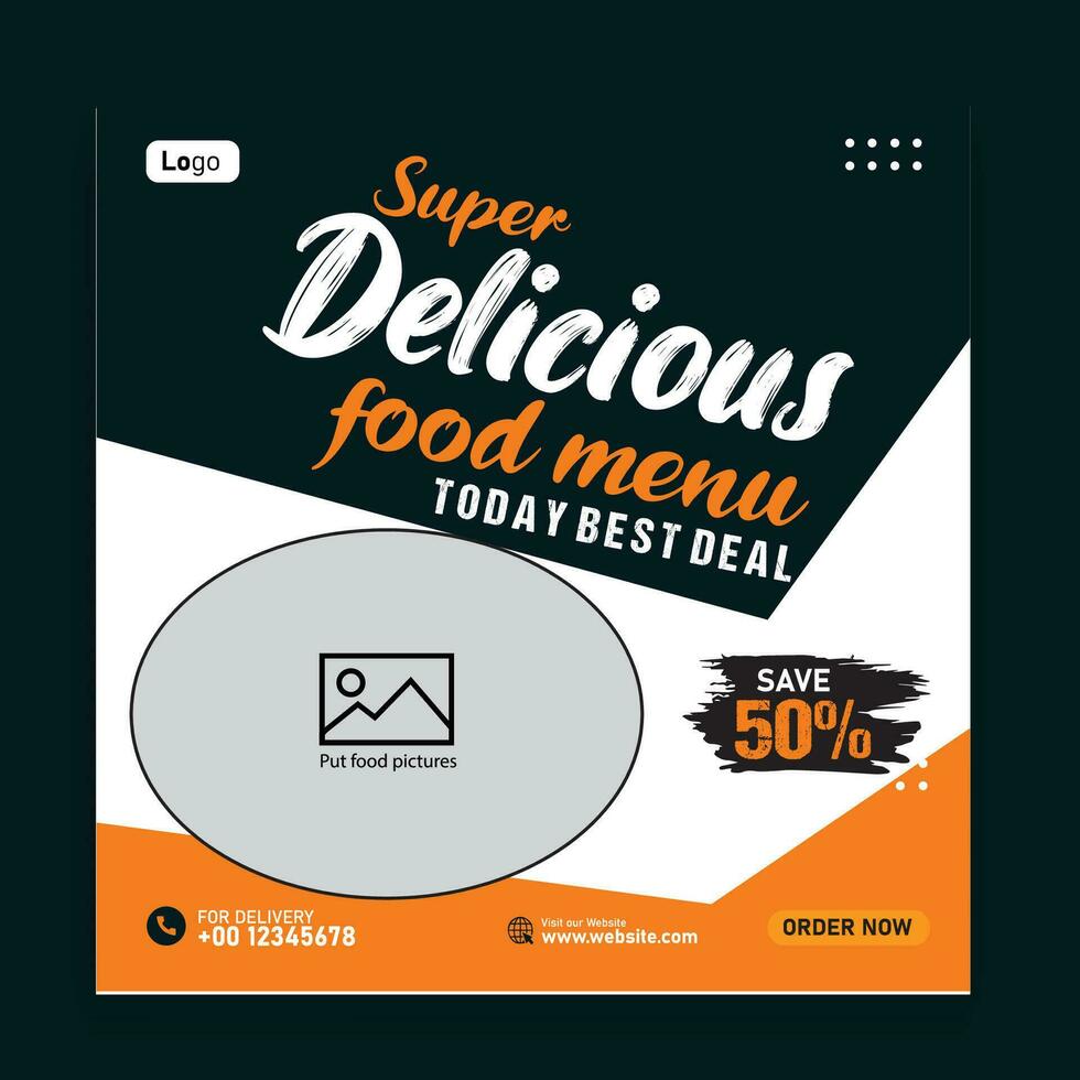 Food social media promotion and banner post design template vector