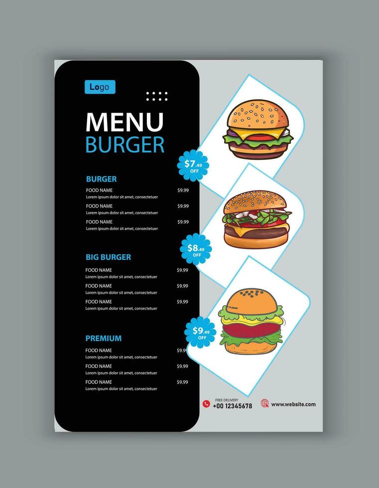 modern restaurant menu for fast food vector