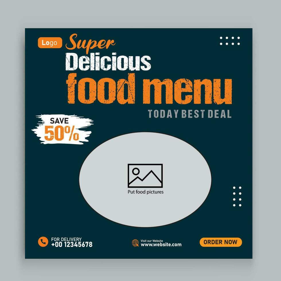 Food social media promotion and banner post design template vector