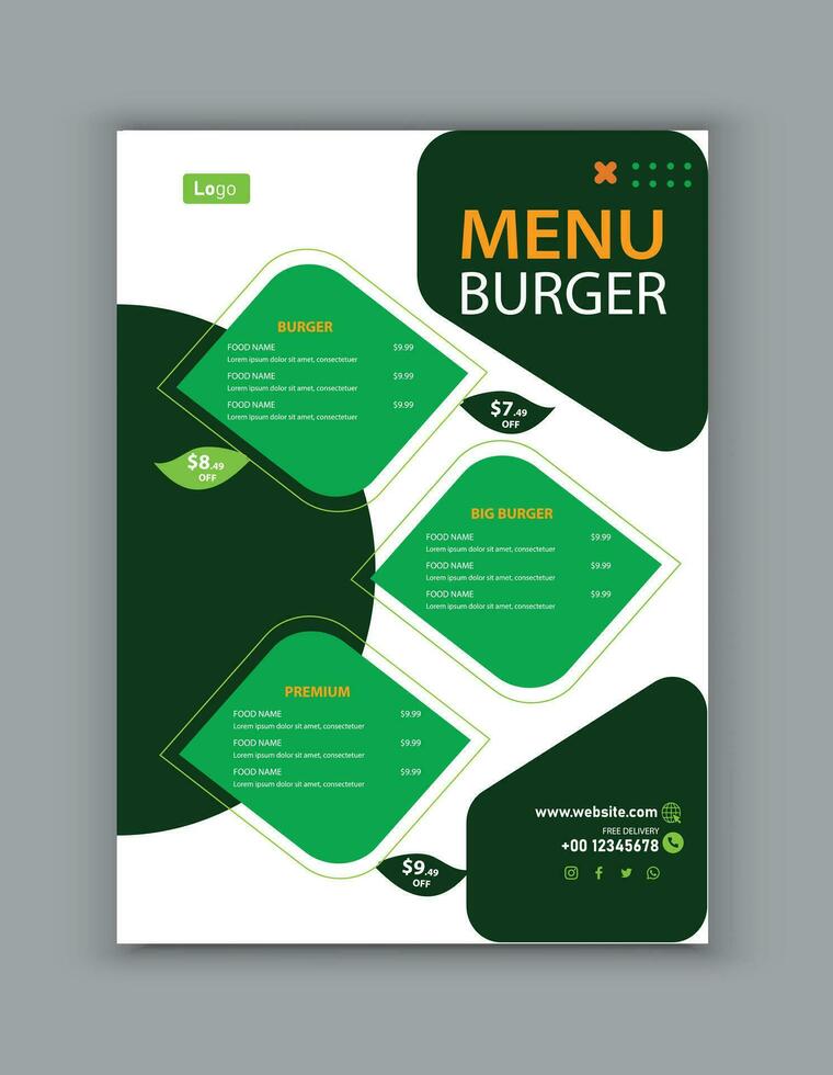 moderno restaurante menú para rápido comida vector